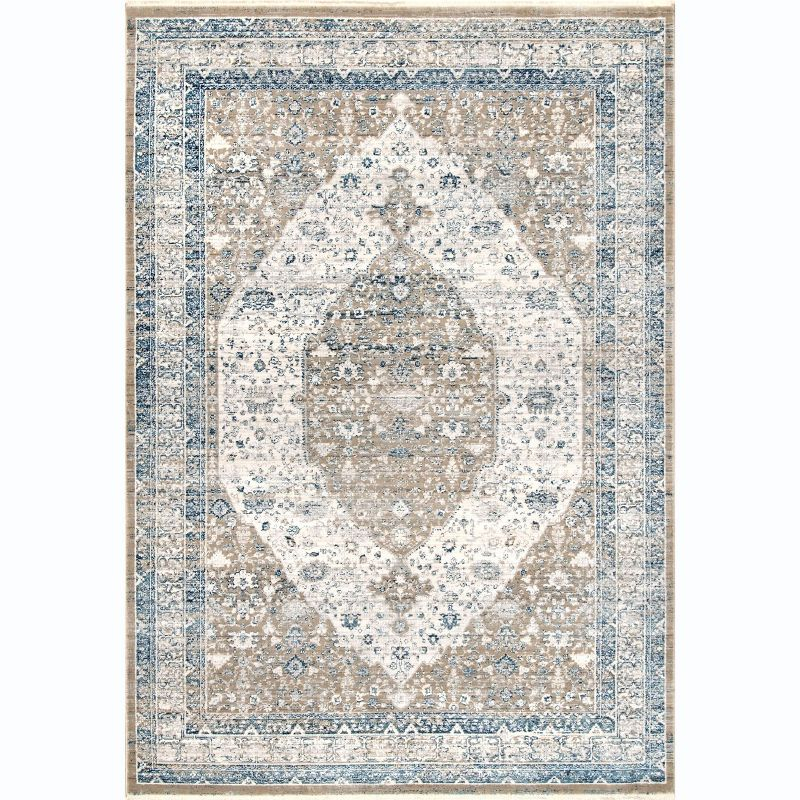 Nuloom Kaia Iris Medallion Indoor Area Rug, 5' 3" x 7' 3", Gray