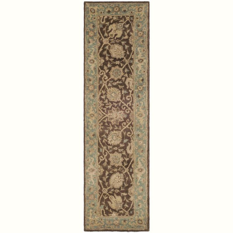 Antiquity AT21 Hand Tufted Indoor Runner Rug - Brown/Green - 2'3"x12' - Safavieh