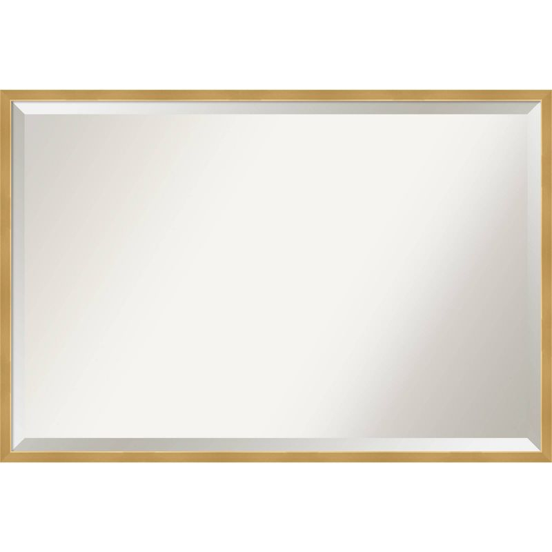 37" x 25" Polished Brass Framed Bathroom Vanity Wall Mirror Gold - Amanti Art: Modern Rectangular, Beveled, Wall-Mounted