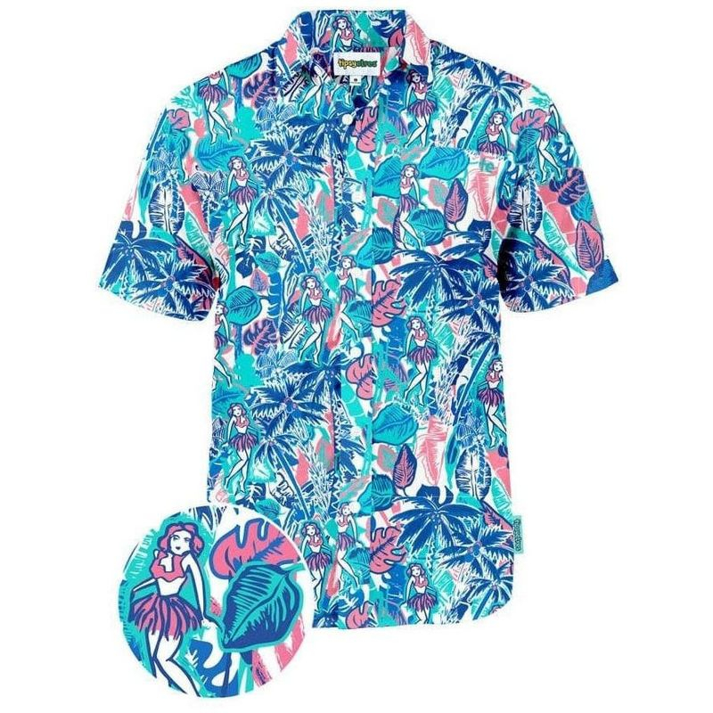 Tipsy Elves Men's Island Breeze Hawaiian Shirt - Funny Casual Beach Summer Shirts for Men: X-Large