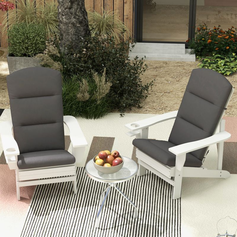 Outsunny Adirondack Chair Cushions, Outdoor Chair Cushions with Seat Cushion, Back Cushion and Ties, Water Repellent Replacement Patio Seat Pads, Gray
