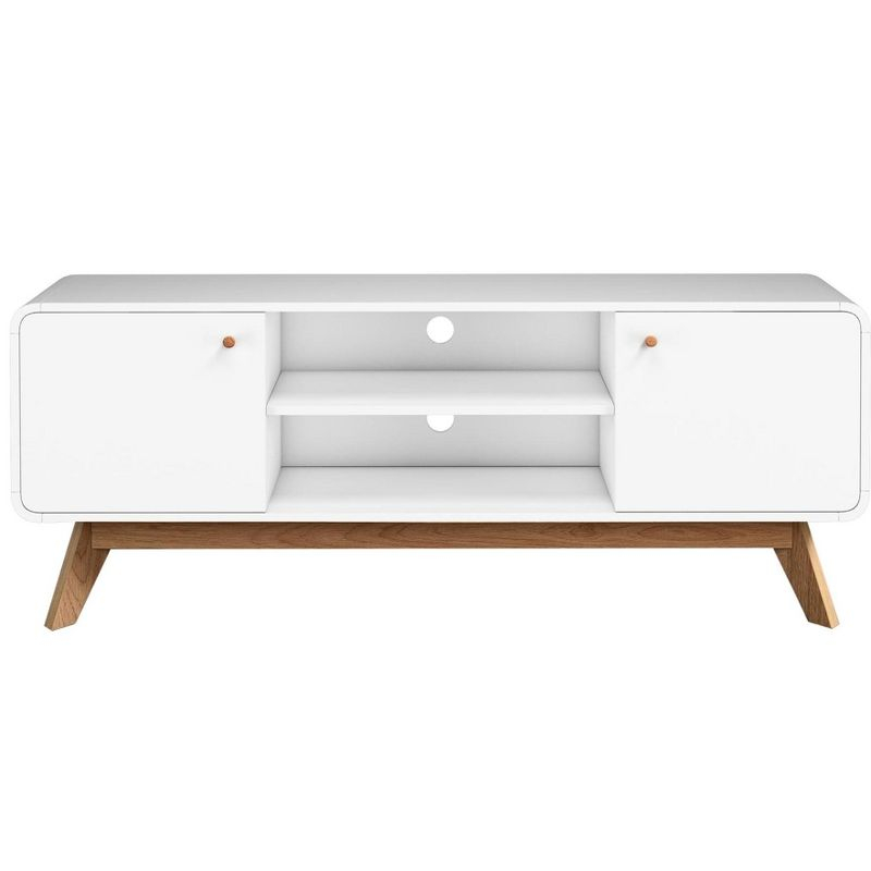 Ren Home Leva Scandinavian 2 Door Rounded TV Stand, White