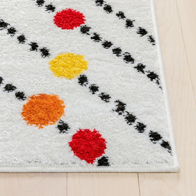 Well Woven Modern Dandy Dots Stripes Bright Kids Room Carpet Soft Durable 3'3" x 5' White Area Rug