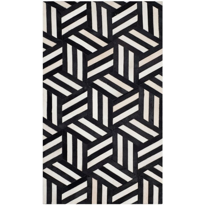 Studio Leather STL219 Hand Woven Indoor Area Rug - Ivory/Black - 4'x6' - Safavieh