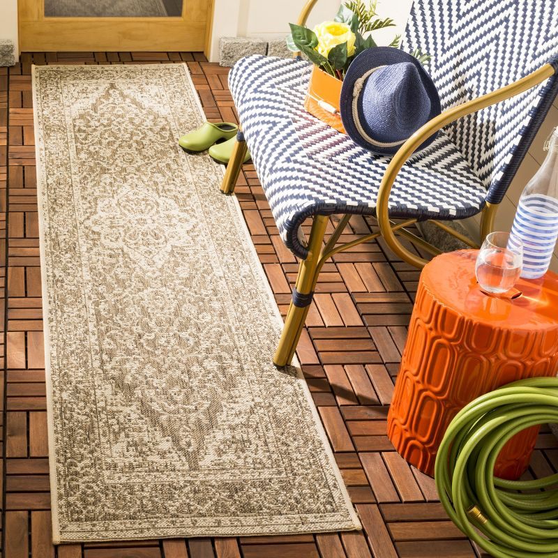 Beach House BHS137 Power Loomed Indoor/Outdoor Runner Rug - Beige/Cream - 2'2"x8' - Safavieh