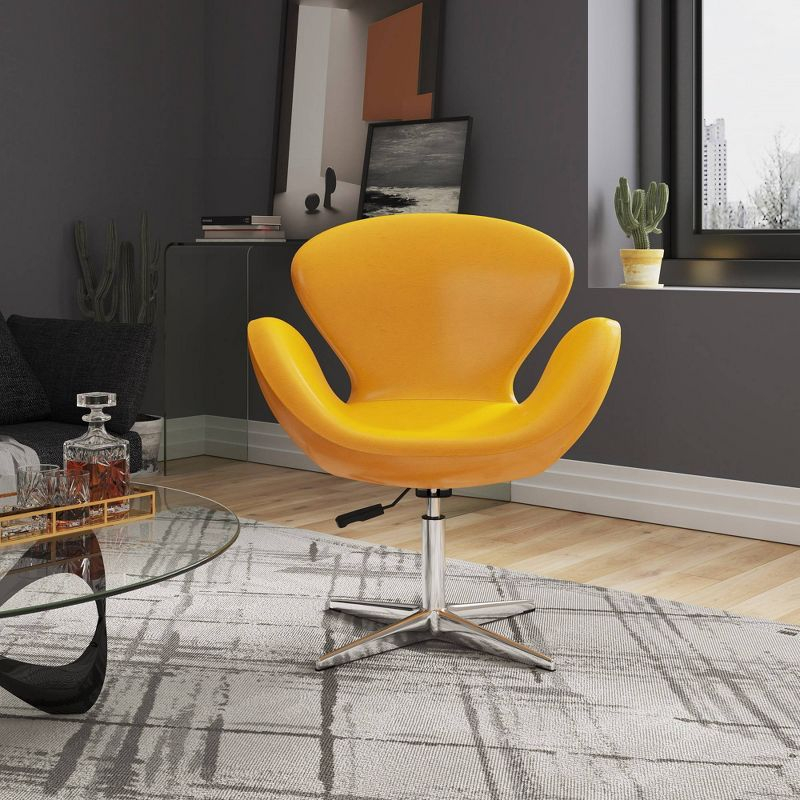 Set of 2 Raspberry Faux Leather Adjustable Swivel Chairs Yellow - Manhattan Comfort