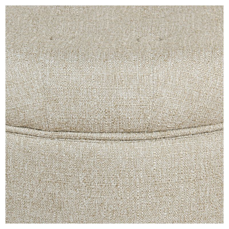 HomePop Boho Tufted Storage Ottoman Twine Light Brown: Upholstered, Plywood Frame, Foam Fill