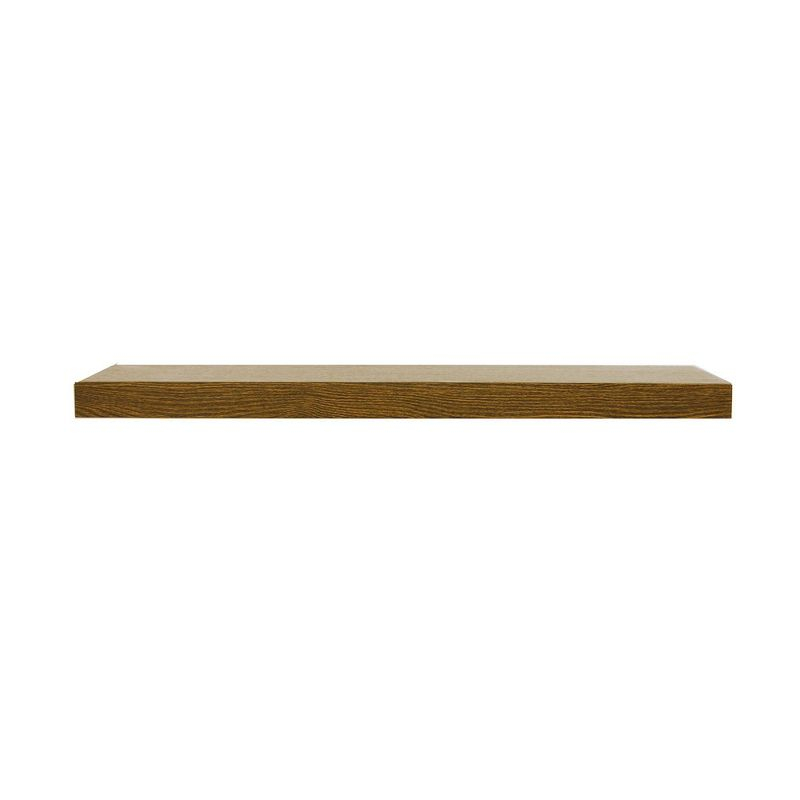 InPlace 36" Decorative Floating Shelf Wall Mounted Hidden Brackets Brown: Wood Composite, Modern Style, 15 lbs Capacity
