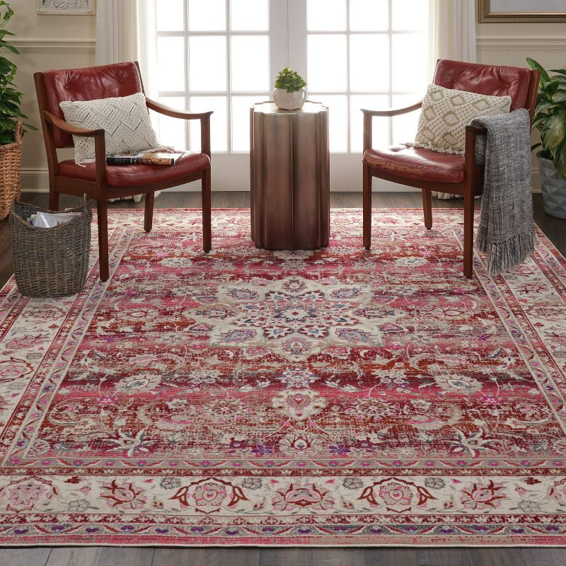 Nourison Vintage Kashan VKA01 Burgundy/Ivory/Blue Indoor Area Rug - 7'10 x 9'10
