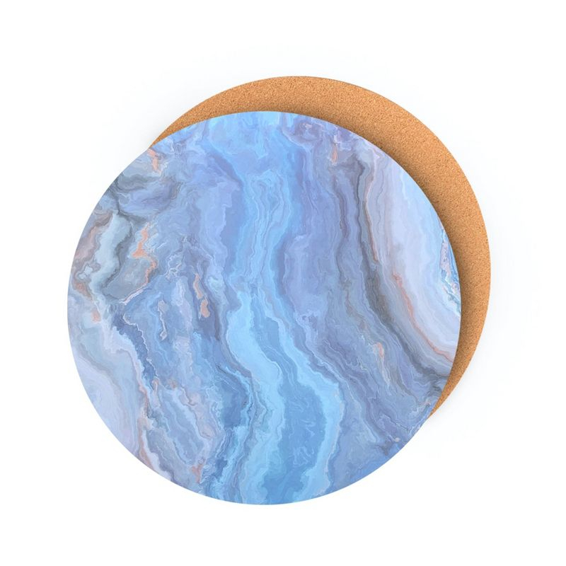 Dainty Home Marble Cork 15" Round  Placemats Set Of 6 - Navy