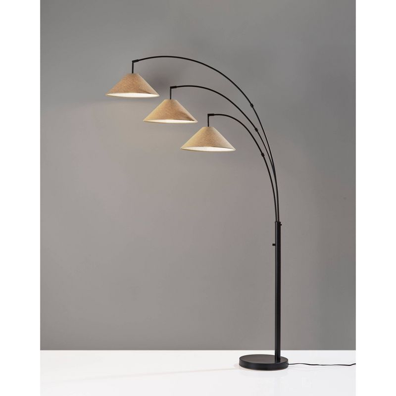 Braxton 3 Arm Arc Lamp Dark Bronze - Adesso: Adjustable Cone Shades, ETL Listed, 86" Tall