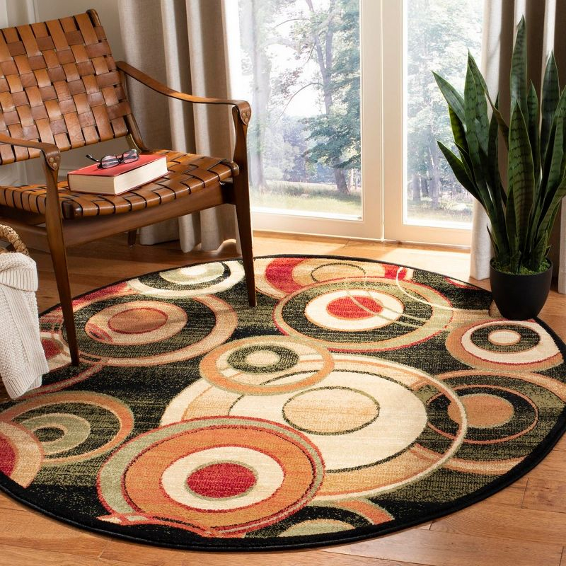 Lyndhurst LNH225 Power Loomed Area Rug - Black/Multi - 7' Round - Safavieh