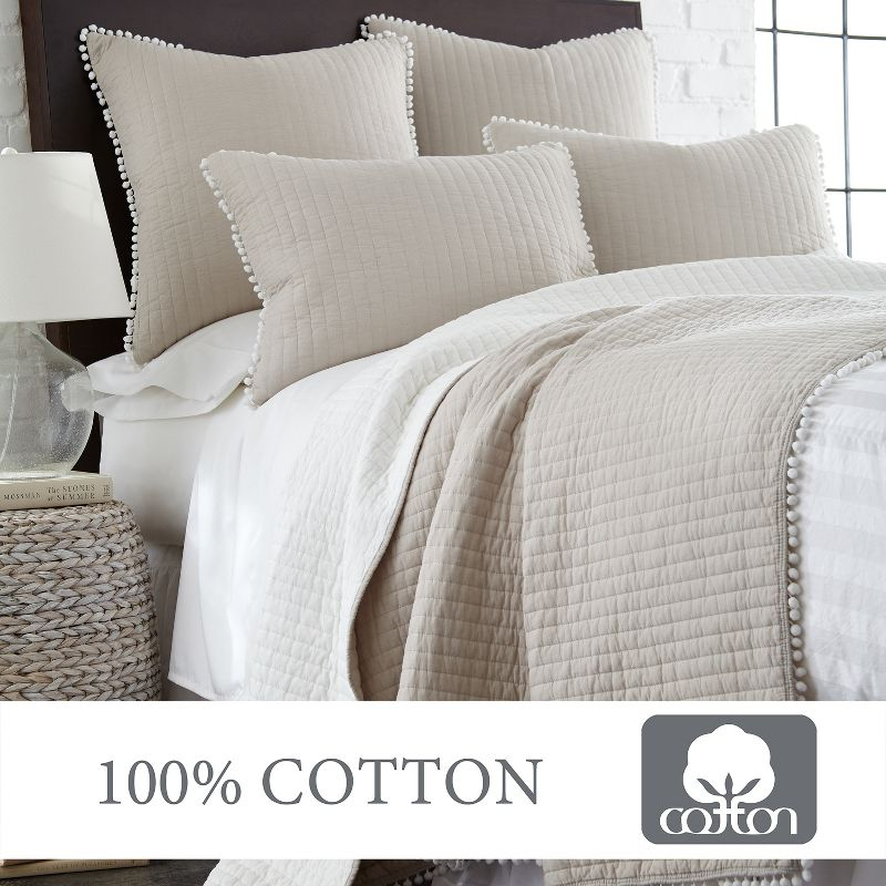 Pom Pom Taupe Twin/Twin XL Quilt - Levtex Home