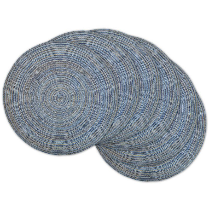 DII Variegated Placemat Set 6 Piece, Blue, 15" Dia