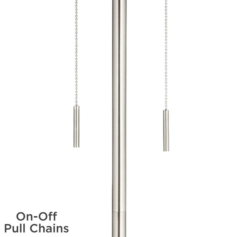 360 Lighting Abba Modern Floor Lamp Standing 66" Tall Brushed Nickel Silver Fine Burlap Fabric Empire Shade for Living Room Bedroom Office House Home