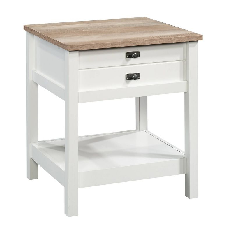 Cottage Road Nightstand Soft White - Sauder: Farmhouse Style, 1 Drawer & Open Shelf