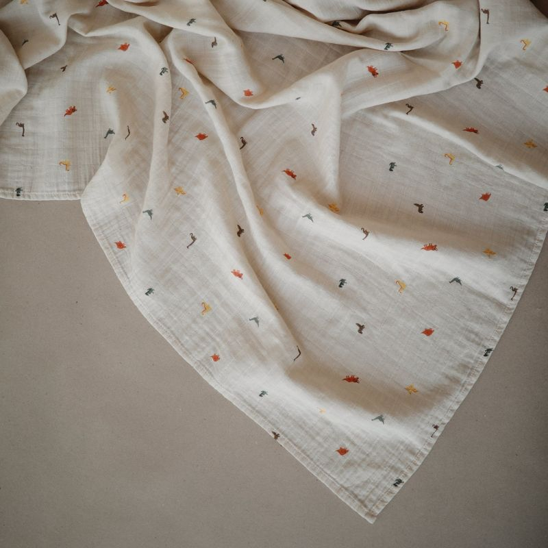 Organic Cotton Muslin Swaddle Blanket Natural Stripe One Size