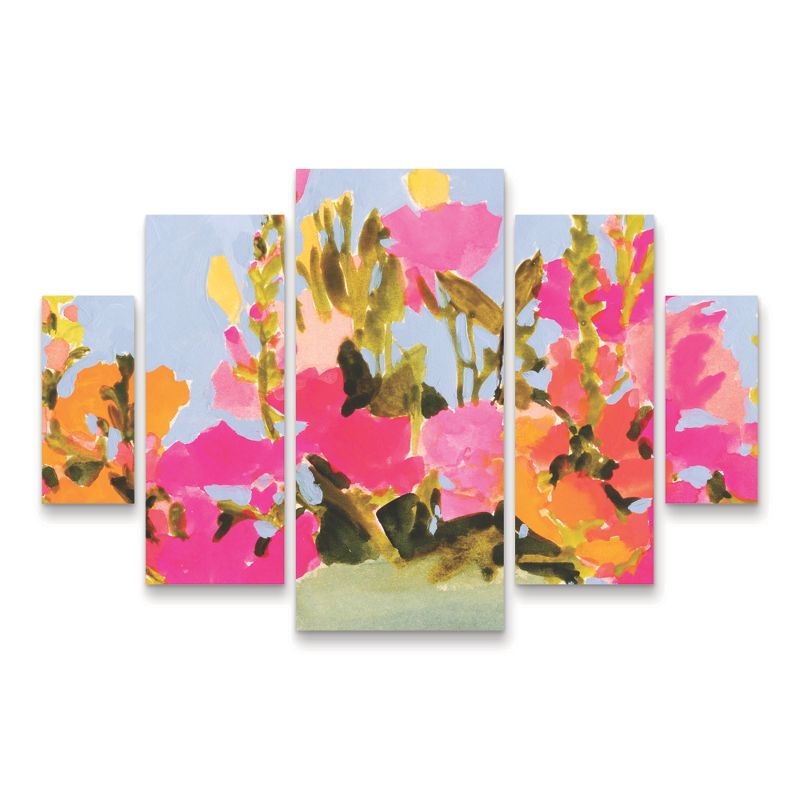 Trademark Fine Art Victoria Barnes  Saturated Spring Blooms I 5 Piece Panel Set Art