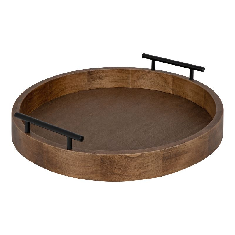 Kate and Laurel Lipton Tray, 15.5" Diameter, Rustic Brown