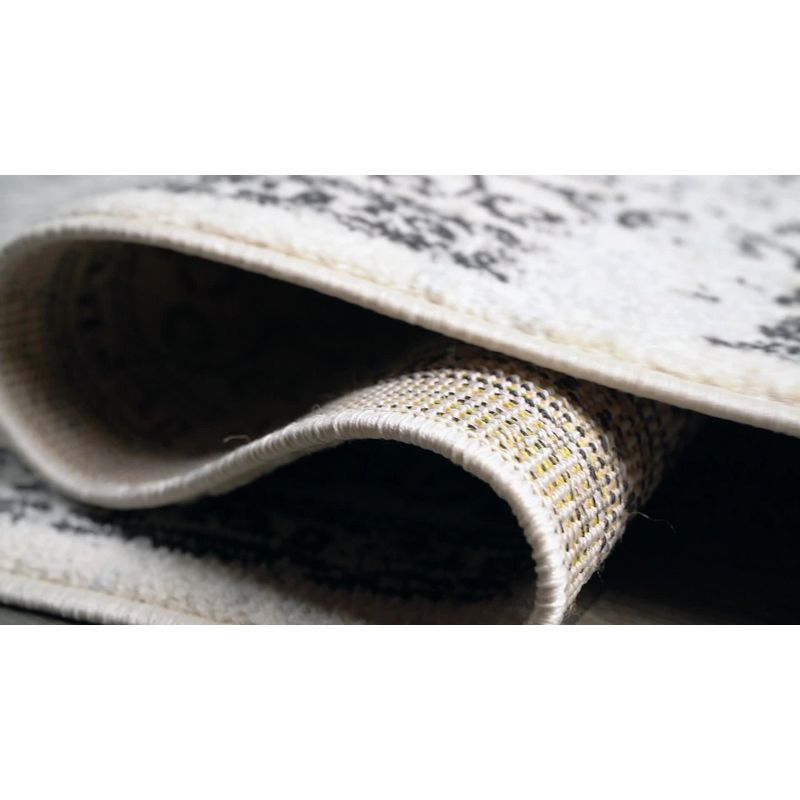 3'x5' Ferro Filigree Charcoal Black and White Area Rug, Cream/Blue - JONATHAN Y