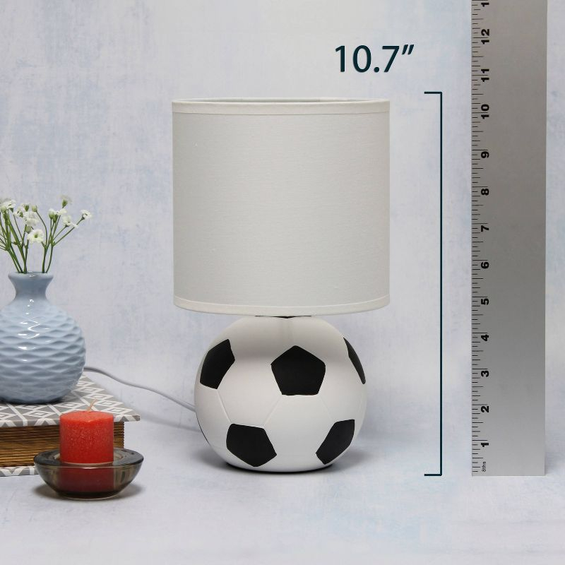 Simple Designs 10.7" Sports Lite Mini Soccer Table Lamp Mancave White and Black