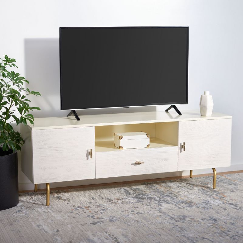 Genevieve Media Stand - Cream/White Washed - Safavieh