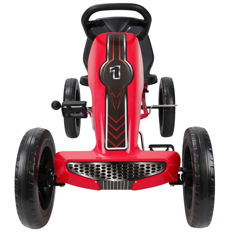 Costway Xmas Gift Go Kart Kids Ride On Car Pedal Powered Car 4 Wheel Racer Toy Stealth Outdoor Red