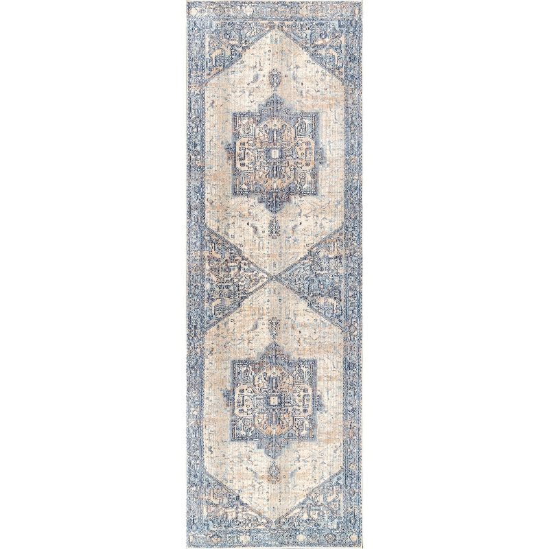 Nuloom Harriet Oriental/Persian 2x12 Runner Indoor Area Rug for Living Room Bedroom Dining Room Entryway Hallway Kitchen, Light Blue/Multicolor