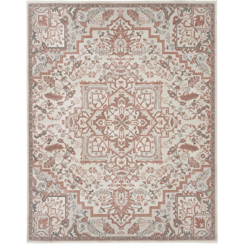 Nourison Elation Bohemian Medallion Indoor Rug Ivory Brick 7'10" x 9'10"