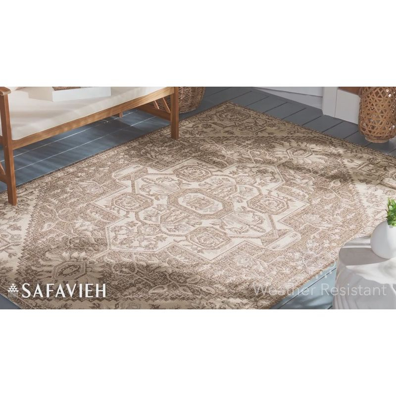 Beach House BHS138 Power Loomed Indoor/Outdoor Area Rug - Cream/Beige - 6'7"x9'2" - Safavieh