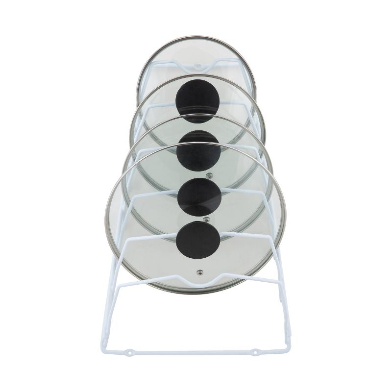 Organize It All Cabinet Door Lid Rack: Steel Kitchen Pot Rack, Under Cabinet Mount, White, 15.75" H x 18.11" D x 12.01" W