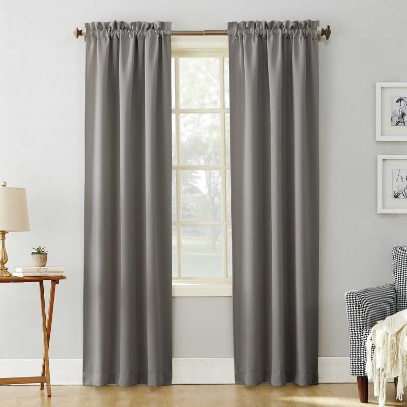 40"x84" Sun Zero Blackout Kenneth Energy Saving Rod Pocket Curtain Panel Gray: Thermal Insulated, Noise Reduction