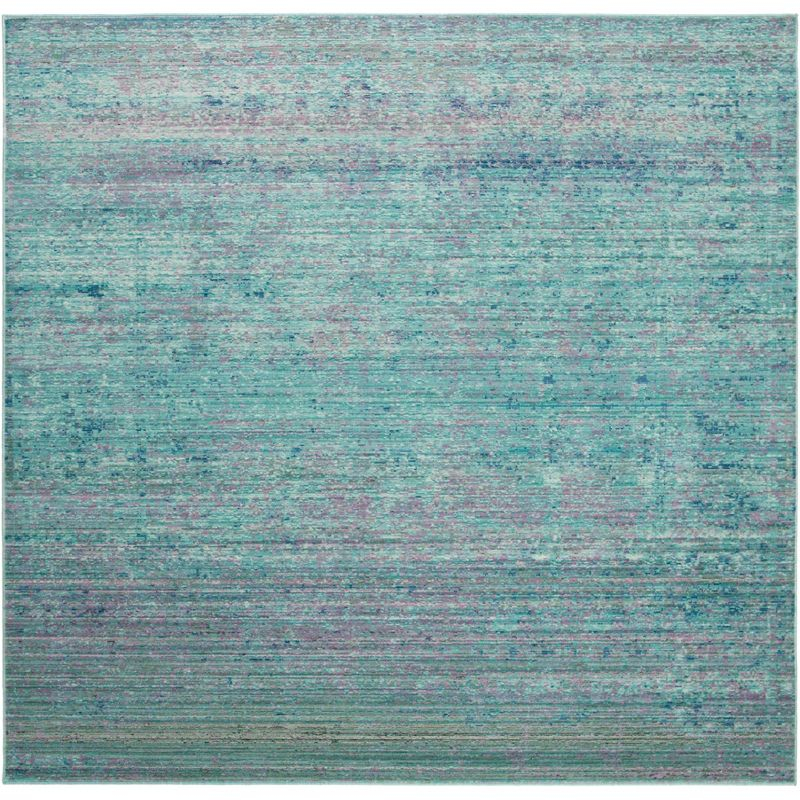 Valencia VAL203 Power Loomed Indoor Area Rug - Turquoise/Multi - 6'7"x6'7" - Safavieh