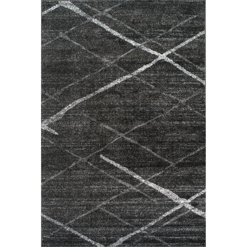 Nuloom 2x3 Thigpen Contemporary Indoor Area Rug, Charcoal, Abstract Lines, Non-Slip Backing, Stain Resistant, Bedroom Living Room, Kitchen