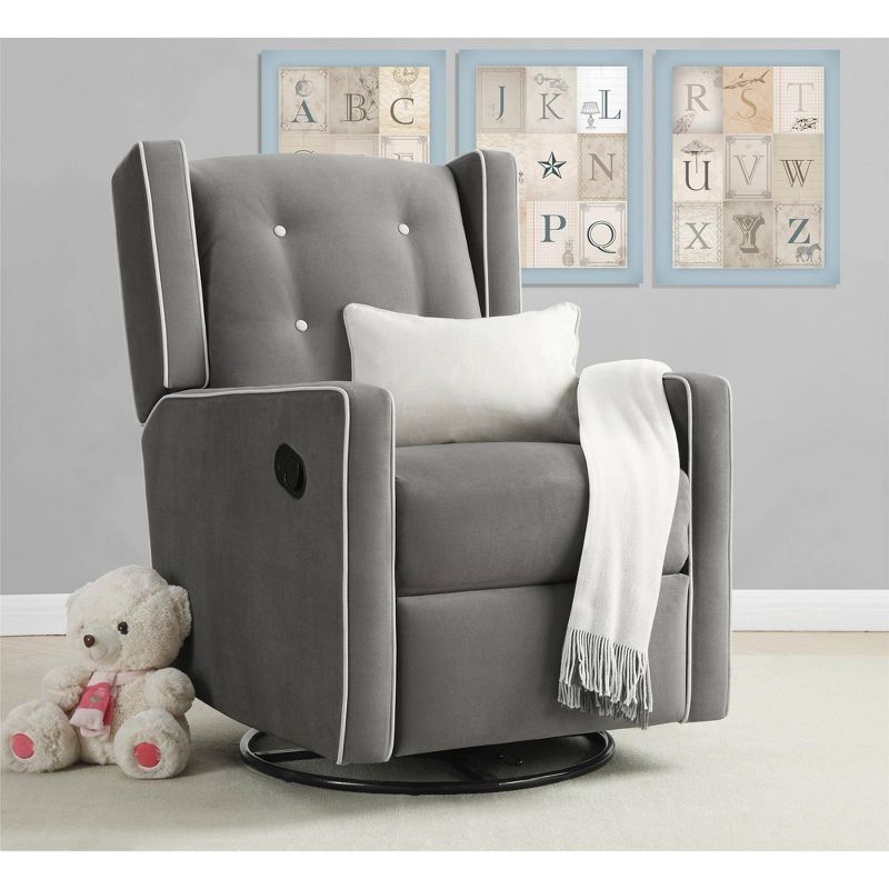 Baby Relax Shirley Swivel Glider Recliner Chair - Gray Microfiber