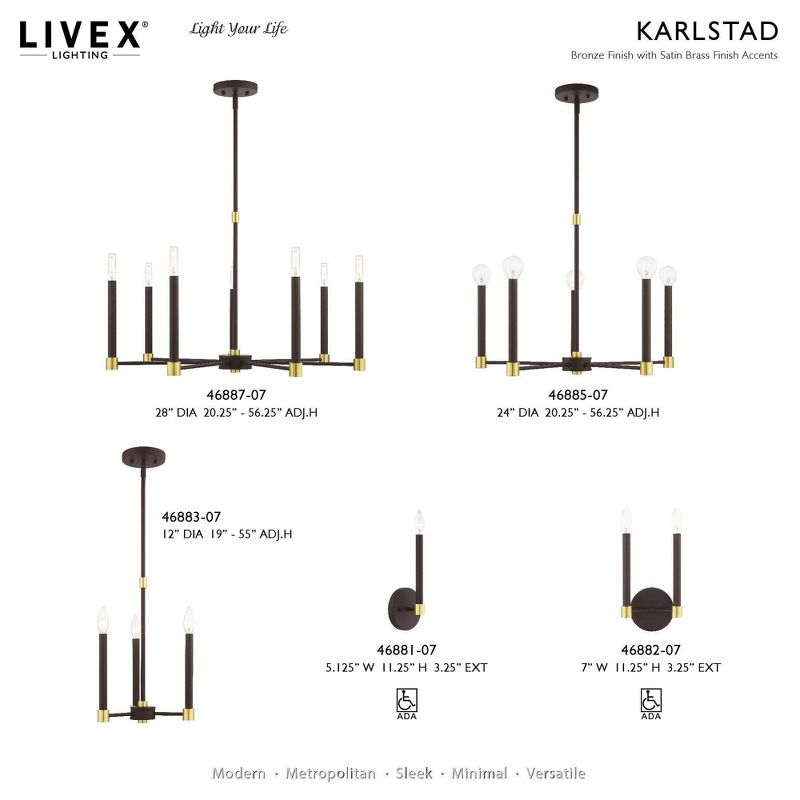 Livex Lighting Karlstad 3 - Light Chandelier in  Bronze/Satin Brass