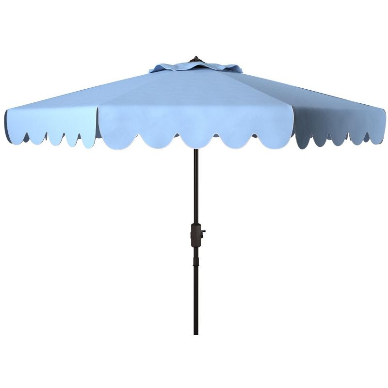 Venice Single Scallop 9Ft Crank Push Button Tilt Umbrella - PAT8010 - Baby Blue/White - Safavieh