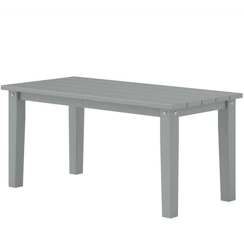 Outsunny HDPE Outdoor Coffee Table, Rectangle All-Weather Patio Coffee Table, Slatted Outdoor Patio Table for Garden, Balcony, Backyard, Gray
