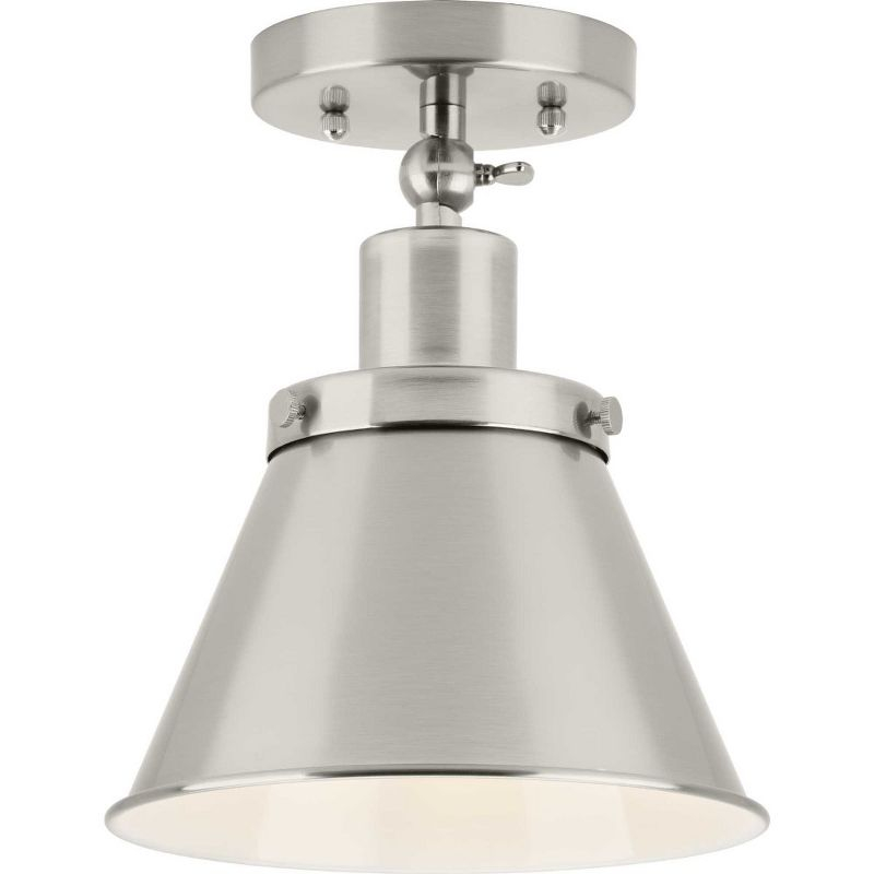 Progress Lighting, Hinton Collection, 1-Light, Semi-Flush Mount Ceiling Light, Brushed Nickel, Metal Shade