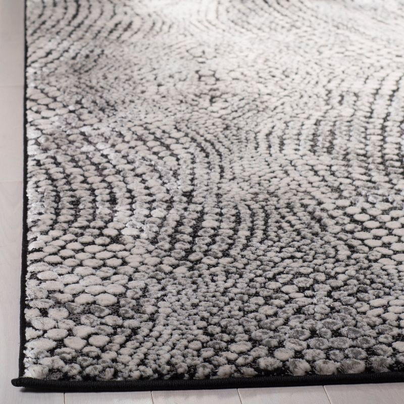 Lurex LUR185 Power Loomed Area Rug - Black/Light Grey - 6'7"x6'7" - Safavieh.
