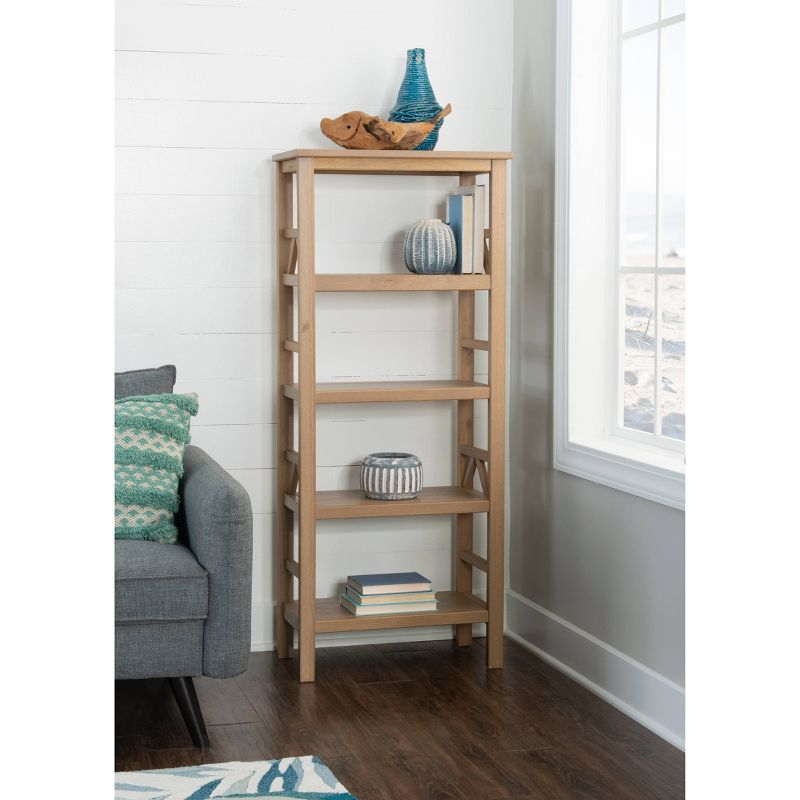 54.45" Original PT - Titian Transitional Solid Wood Display and Storage Bookshelf Driftwood - Linon
