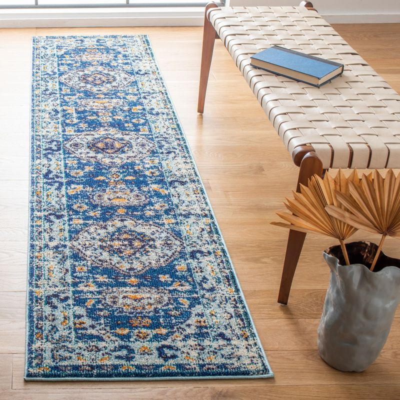 Madison MAD468 Power Loomed Indoor Runner Rug - Dark Blue/Light Blue - 2'x8' - Safavieh
