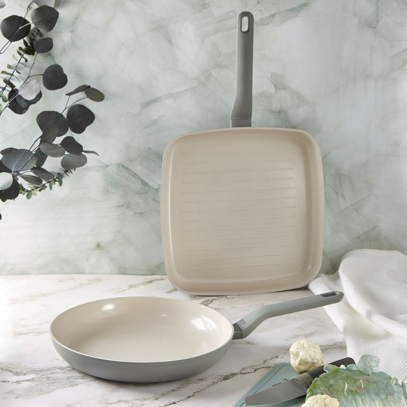 BergHOFF Balance Non-stick Ceramic Grill Pan 11", Recycled Aluminum, Moonmist