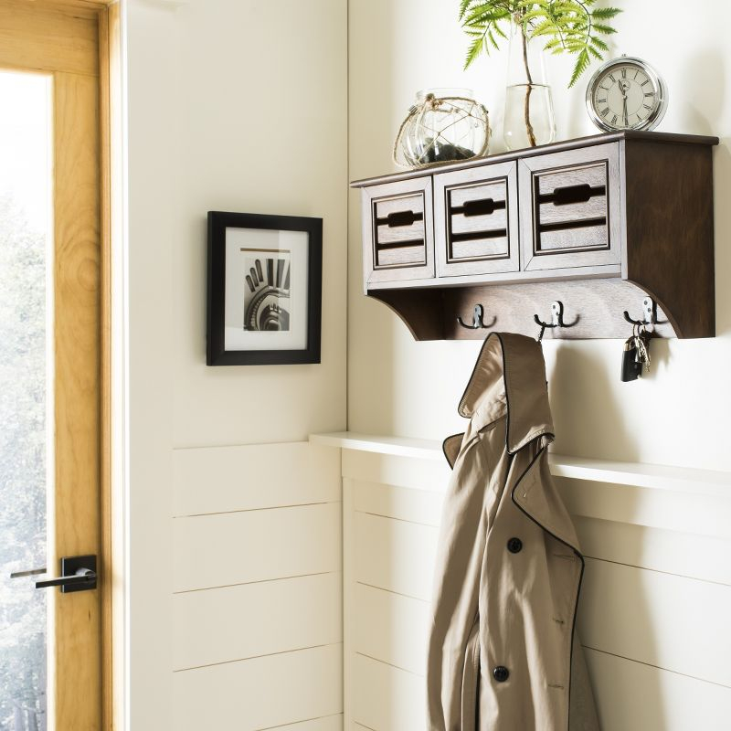Leon Hanging 3 Drawer Wall Rack - Honey - Safavieh