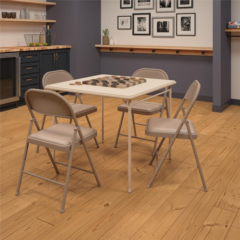COSCO 34" Square Folding Vinyl Top Card Table, Antique Linen