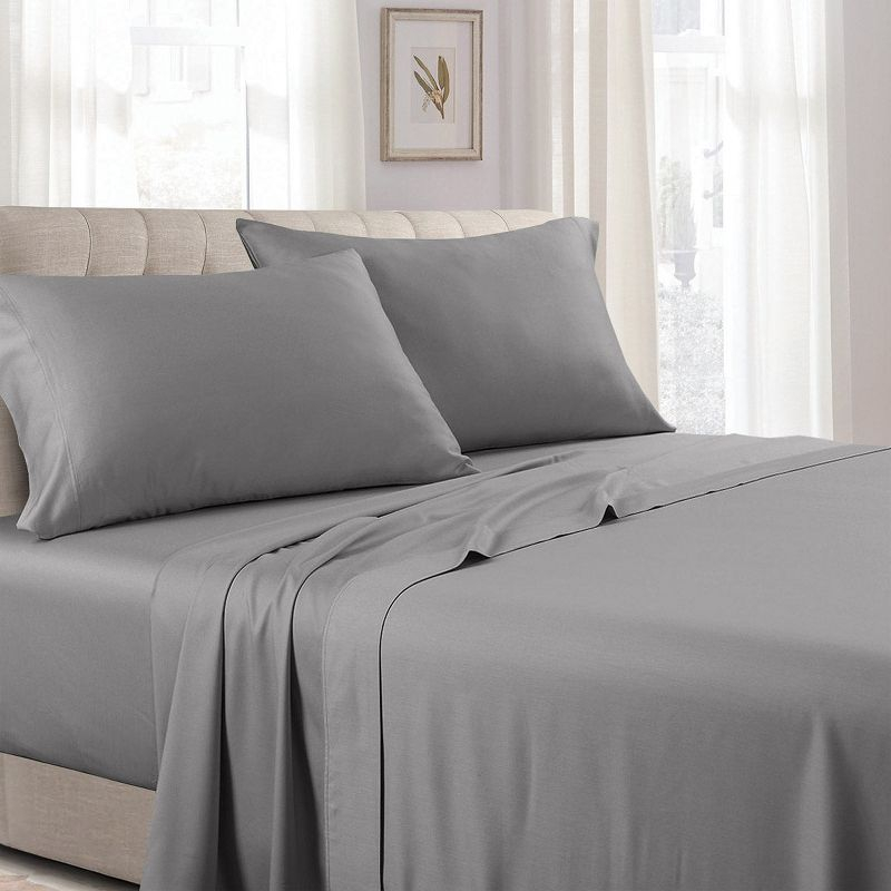 Egyptian Linens Soft Cotton Sateen Sheet Set - Extra Deep Fitted (22 inches) Gray Queen