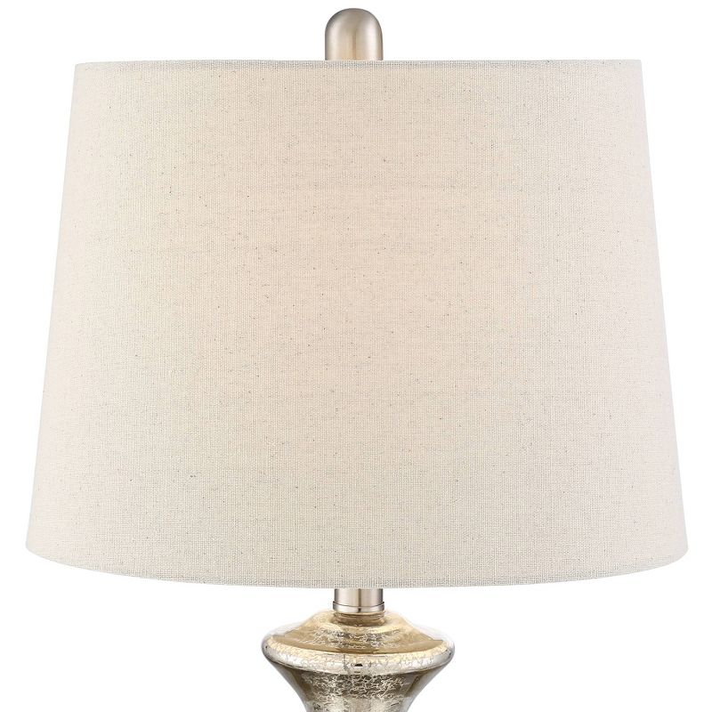 360 Lighting Albert Modern Table Lamp 24 3/4" High Mercury Glass Gourd Oatmeal Drum Shade for Bedroom Living Room Bedside Nightstand Office Kids House