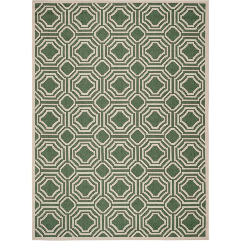 Courtyard CY6112 Power Loomed Indoor and Outdoor Area Rug - Dark Green/Beige - 9'x12' - Safavieh