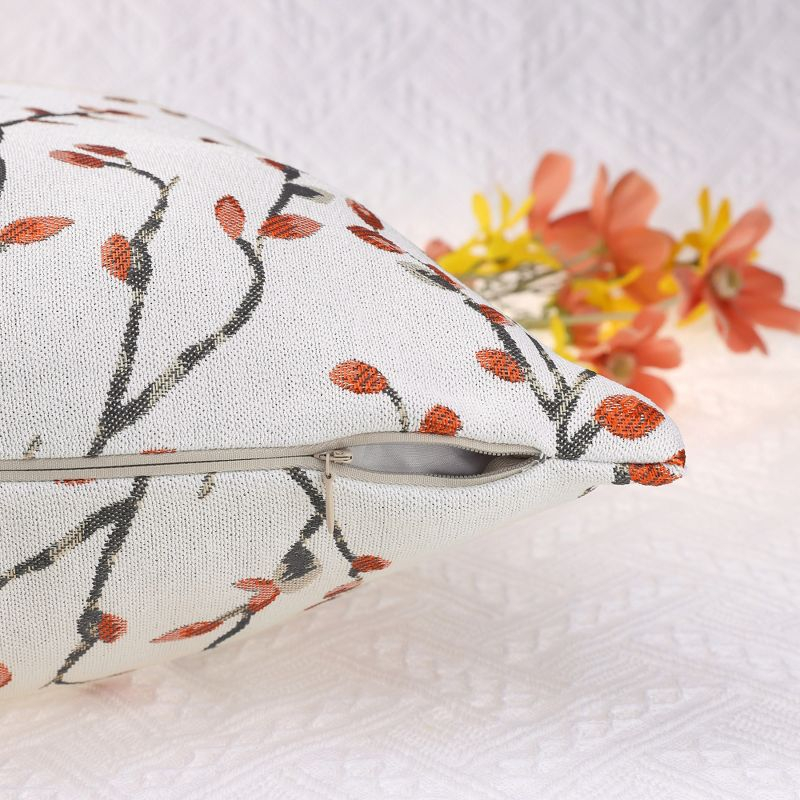 Unique Bargains Four Seasons Decoration Throw Floral Pattern Pillow Cases 2 Pcs Orange Flower 18" x 18"