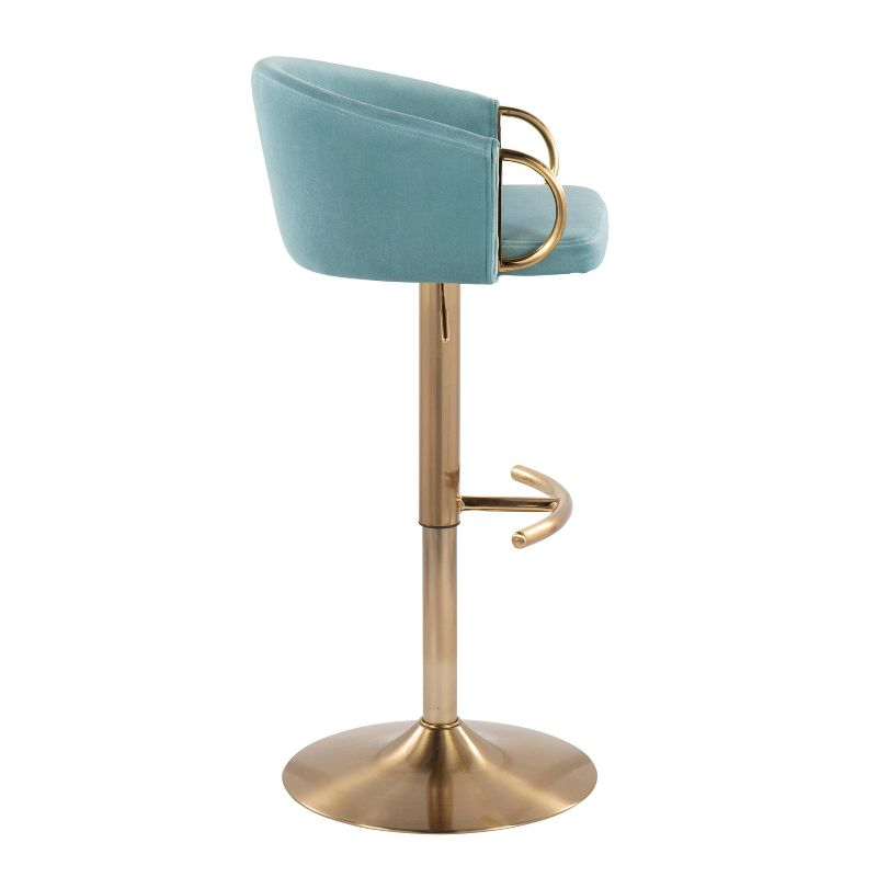 Set of 2 Claire Velvet/Steel Barstools Gold/Light Blue - LumiSource